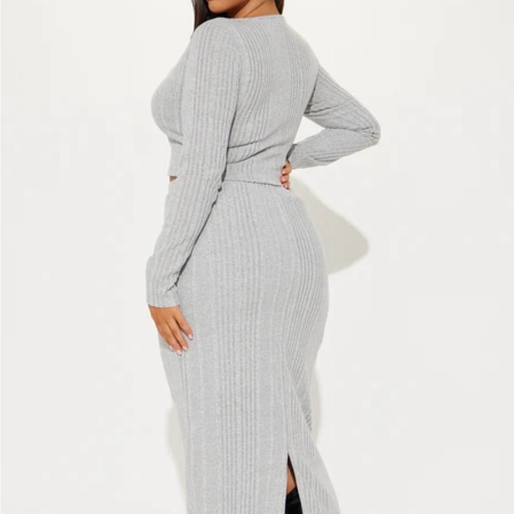 Fashion Nova Light Gray Ribbed Dress